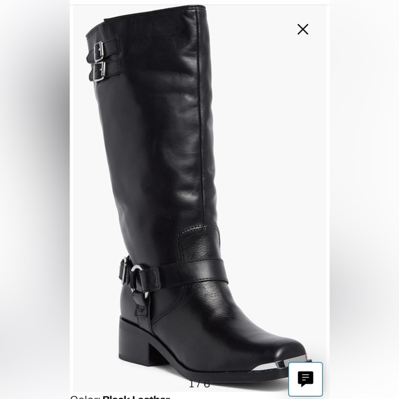 Women's Black Leather Dolce Vita Evi Moto Boots - Picture 1 of 6